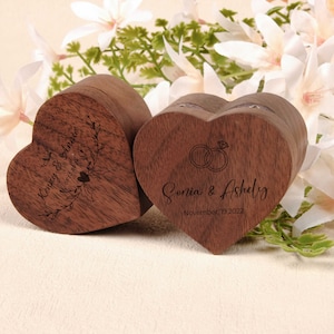 Voorstel hart ringdoos, aangepaste houten hartringdoos, bruiloft verlovingsringdoos, huwelijkscadeau voor haar