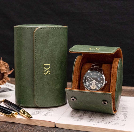 Personalized Leather Watch Box, Vegan Leather Watch Box, Watch Roll for 3 Watches, Wedding groomsmen gift, Watch travel case, Birthday gifts