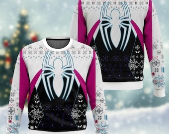 Spider Gwen Christmas Sweater, Gwen Stacy Spidey Xmas Sweater, Superhero Sweater, Ghost Spider Costume, Christmas Gifts For Her Kids