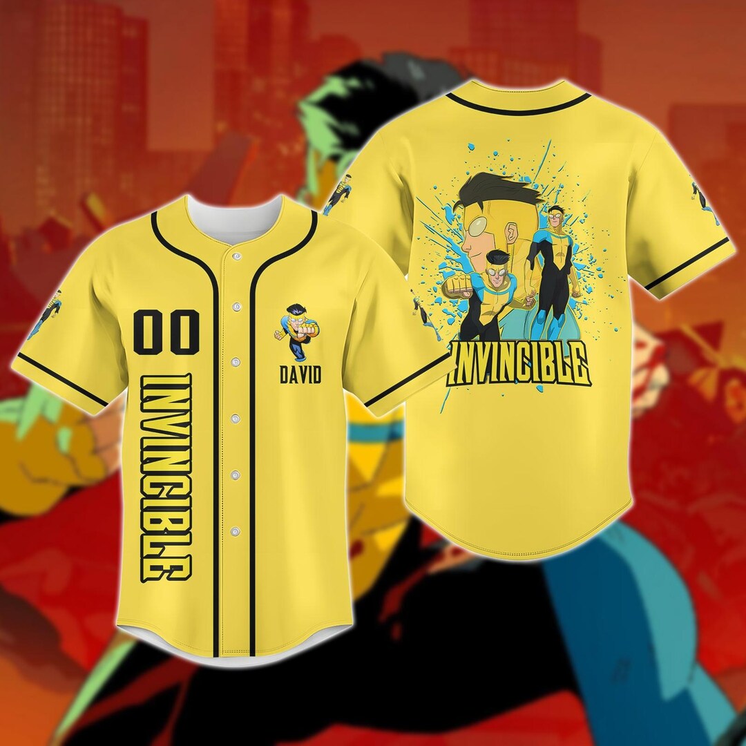 Custom Invincible Baseball Jersey, Invincible Universe Cartoon Jersey ...