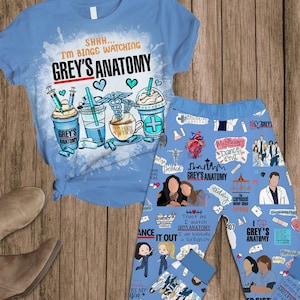 I&#39;m Binge Watching Grey&#39;s Anatomy T-Shirt And Pants, Grey&#39;s Anatomy Pajamas, Nurse Tee, Hospital Movie Shirt, Derek Shepherd Fan Gift