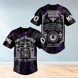 Personalisierte Haunted Mansion Baseball Jersey, Hitchhiking Geist Jersey Shirt, Halloween Geist Jersey, Dummkopf Sterblichen Baseball Shirt