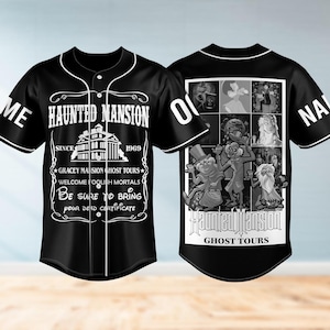 Benutzerdefinierte Haunted Mansion Baseball Jersey Shirt, Hitchhiking Ghost Shirt, Dummkopf Sterbliche Jersey Shirt, gruselige Saison Shirt, Halloween Geschenk