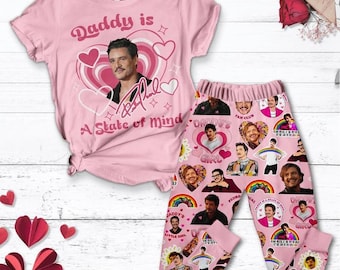 Daddy&#39;s Girl Pedro Pascal T-Shirt And Pants, 90s Retro Pedro Pascal Pajamas, Pedro Pascal Fan Gift, Pedro Pascal Tribute Celebrity Tee