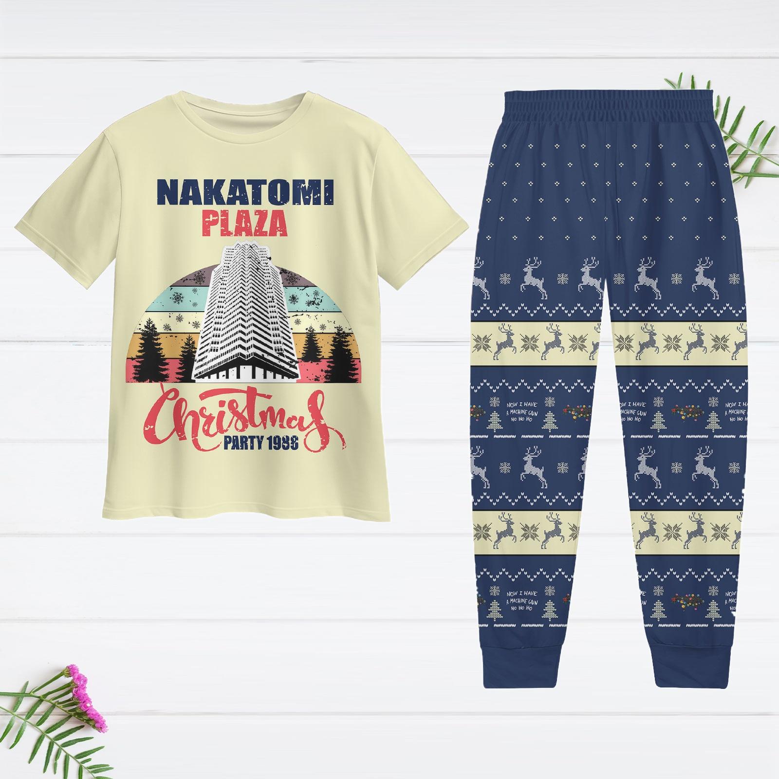 Discover Nakatomi Plaza Christmas Party 1988 Pajamas Set, Die Hard Yippee Ki Yay T-Shirt And Pants, Hans Gruber Xmas Pjm, Movie Holiday Sleepwear