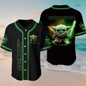 Custom Baby Yoda Baseball Jersey, Star Wars Jersey Shirt, Personalized Jersey, Grogu Baseball Shirt, Disney Movie Tee, Gift For Him Her