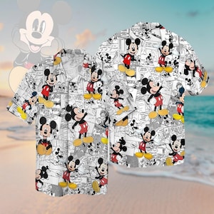 Disney Mickey Comic Button Shirt, Mickey Hawaii Shirt, Disney Hawaiian Shirt, Summer Vacation Shirt, Mickey Mouse Aloha Beach Shirt