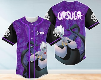 Camiseta de béisbol personalizada de Úrsula de La Sirenita de Disney, camiseta de Úrsula de Disney, atuendo de bruja de Halloween, villanos de Disney
