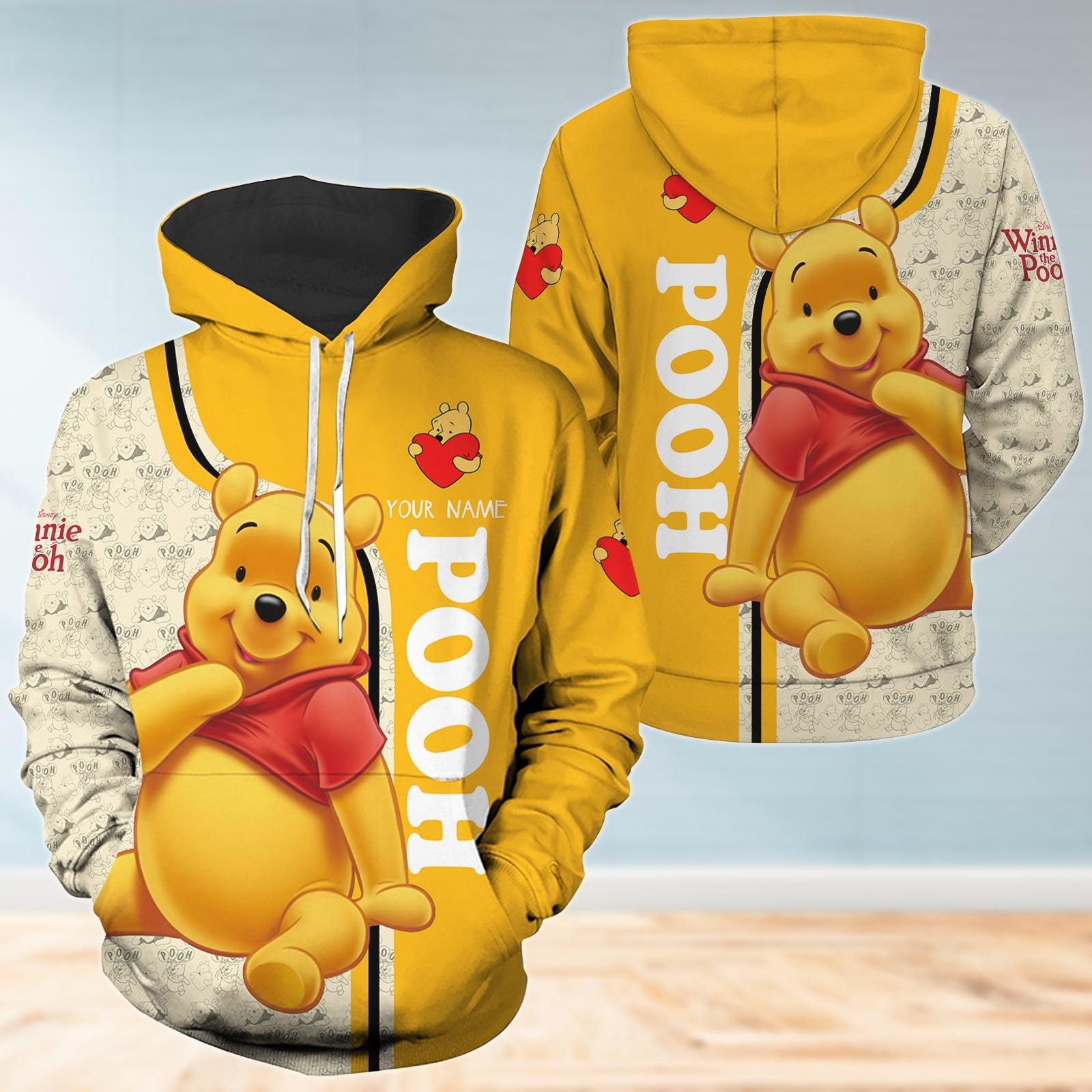 Discover Custom Pooh Bear Hoodie, Personalized Winnie the Pooh, Disney Cartoon Hoodie, Pooh Lover Gift, Family Movie Shirt