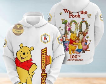 Maglietta per il centenario di Winnie The Pooh, Felpa con cappuccio Winnie The Pooh Tigro Eeyore 2026, Felpa Disney per i 100 anni dell'amicizia, Magliette regalo per i fan