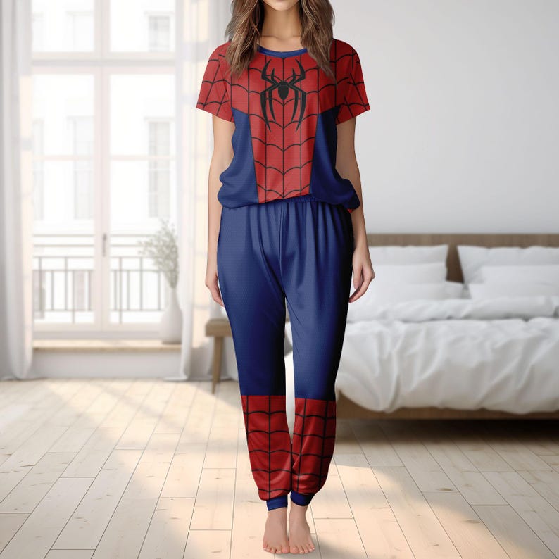 Retro 90s Spider Man Homage T-Shirt And Pants, Spider Man Tee, Spiderman Comic Pajamas Set, Marvel Avengers Spiderman Cosplay Costume