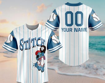 Custom Disney Stitch Baseball Jersey, Lilo And Stitch Shirt For Kids Youth Adult, Disney Birthday Gift For Baseball Fans, Disneyworld