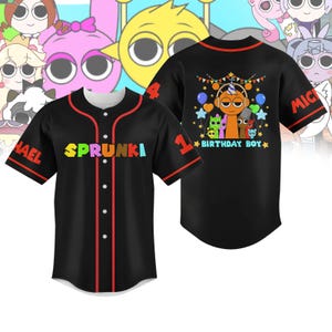 Personalized Sprunki Birthday Shirt, Sprunki Birthday Boy Baseball Jersey, Sprunki Kids Shirt, Sprunki Game Jersey Shirt, Birthday Gift
