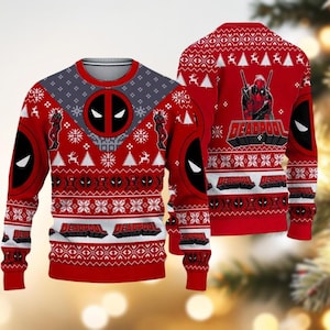 Deadpool Ugly Christmas Sweater, Hero Xmas Sweater, Deadpool Christmas Sweater Gift For Men Women Kid, Superhero Holiday Sweater
