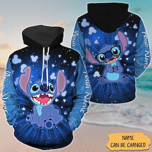 Custom Stitch Hearts Hoodie, Disney Mouse Shirt, Lilo And Stitch Sweatshirt, Movie Cartoon Zip Hoodie, Disney World Tee, Magic Kingdom
