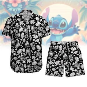 Camisa con botones de Stitch, pantalones cortos para hombre, camisa hawaiana de la película Lilo y Stitch, camisa hawaiana de Stitch de Disney, camisa tropical de dibujos animados, Disney Aloha