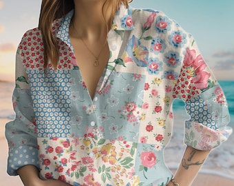 Chemise Western Vintage Circle T Femme – Carreaux Bleu Et Rose, Manches Longues, Col V, Franges, Taille L, Fabriquée Aux USA