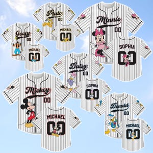 Custom Disney Mickey Mouse Minnie Donald Daisy Goofy Pluto Baseball Jersey, Mickey And Friends Baseball Shirt,Disney Group Jersey Shirt