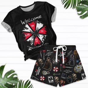 Retro Visit Raccoon City T-Shirt And Shorts, Resident Evil Shirt, Welcome To Raccoon City Shirt, Leon Kennedy Shirt, Raccoon City Tee