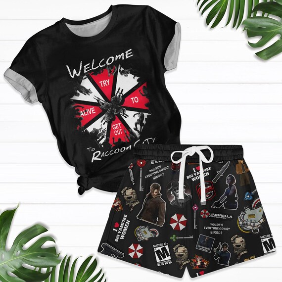 Retro Visit Raccoon City T-Shirt And Shorts, Resident Evil Shirt, Welcome To Raccoon City Shirt, Leon Kennedy Shirt, Raccoon City Tee