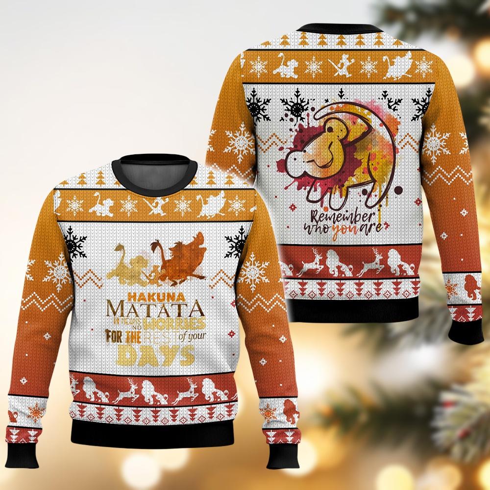 Discover The Lion King Ugly Christmas Sweater, Simba Lion King Xmas Sweater, Magic Kingdom, Disney Movie Ugly Sweater, Hakuna Matata Sweater