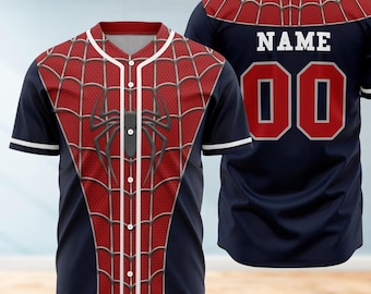 Spersonalizowana koszulka baseballowa Spider-Mana, koszulka baseballowa Spidermana, koszulka Spider-Mana, koszulka Spidey'ego, prezent z superbohaterem dla niego