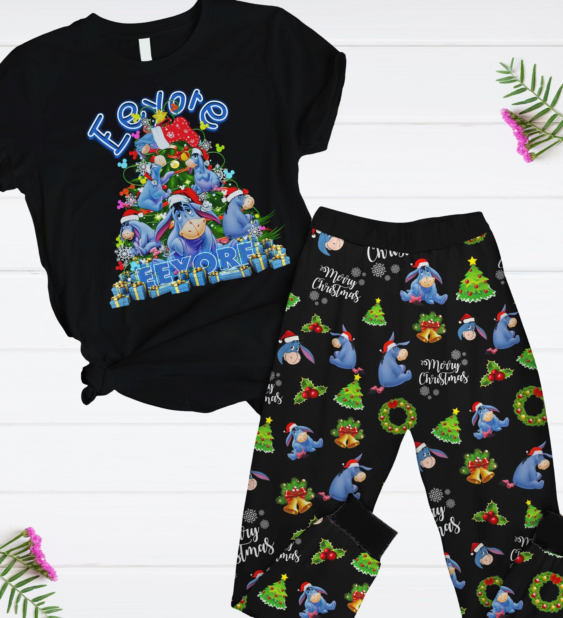 Discover Eeyore Christmas Pajamas Set, Winnie The Pooh Tee, Disney T-Shirt And Pants, Cartoon Movie Xmas Pjs, Christmas Tree, Disney Donkey Pjs