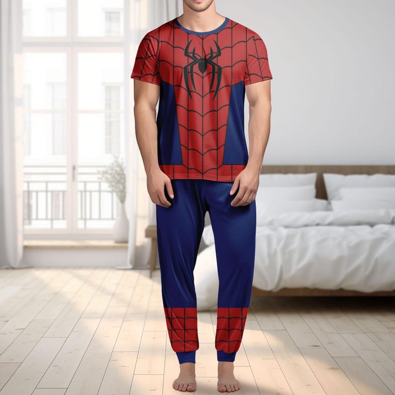Retro 90s Spider Man Homage T-Shirt And Pants, Spider Man Tee, Spiderman Comic Pajamas Set, Marvel Avengers Spiderman Cosplay Costume