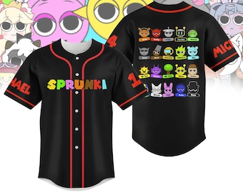 Custom Sprunki Game Shirt, Sprunki Fan Baseball Jersey, Sprunki Shirt For Boy, Roblox Cool Game, Sprunki Fan Merch, Sprunki Kids Shirt
