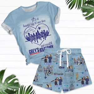 Grey&#39;s Anatomy T-Shirt And Shorts, It&#39;s A Beautiful Day To Save Lives And Rewatch Grey&#39;s Anatomy Shirt,Meredith Grey Derek Shepherd Tee
