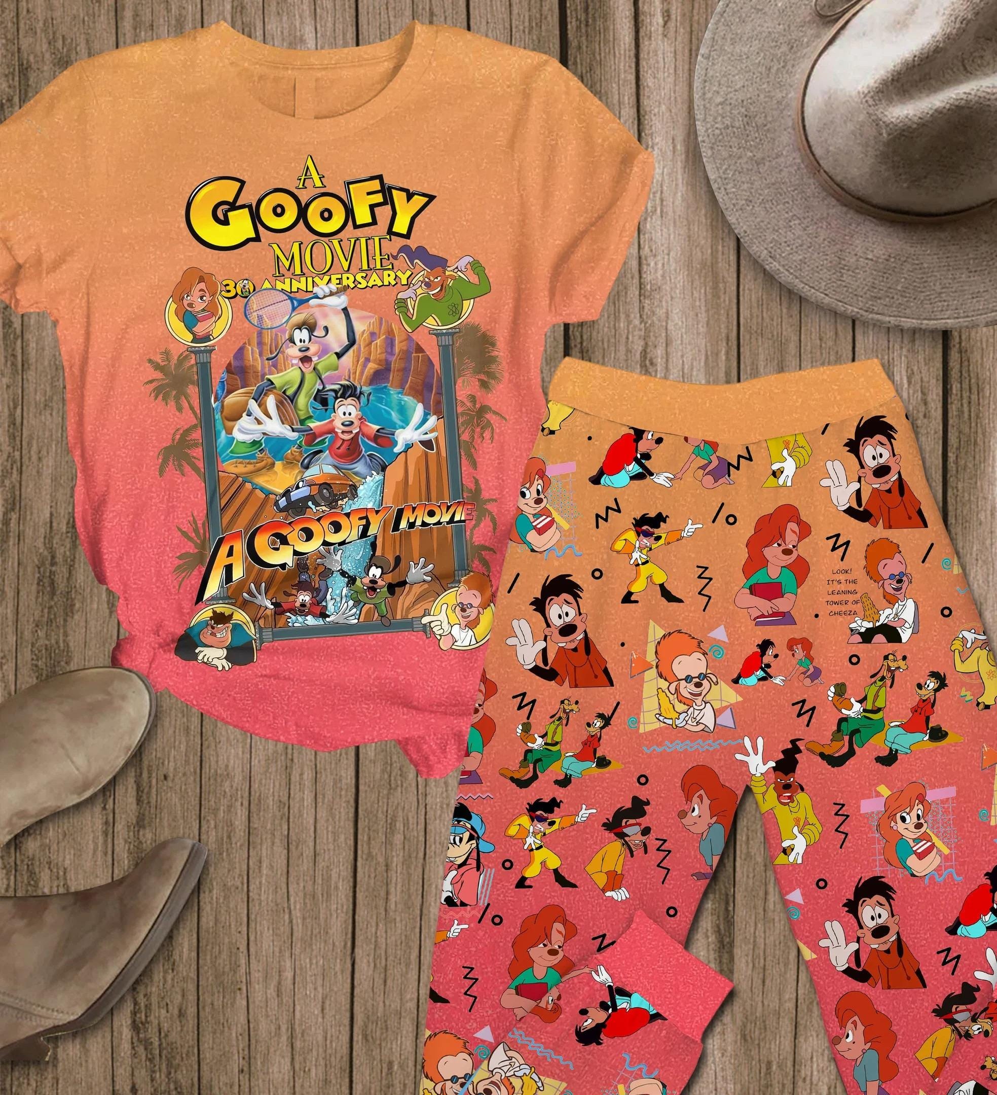 Disney Goofy 枕カバー ファミリーツリー柄 A Goofy Movie 30th Anniversary T-shirt and Pants, Disney Pajamas