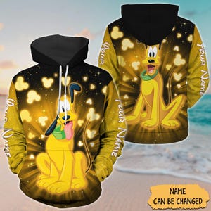 Aangepaste Pluto Dog Hearts hoodie, Disney Mouse T-shirt, Pluto sweatshirt, film cartoon zip hoodie, Disney World T-shirt, Magic Kingdom cadeau