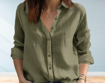Ladies Shirt, Loose Fit Blouse, Casual Top, Casual Long Sleeve Shirt, Women Shirt, Summer Shirt, Beach Shirt, Gift For Her Mom