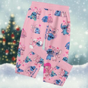 Personalized Stitch Angel Pajamas Set, Lilo Stitch Holiday Pajamas, Disney Stitch Womens Pajamas, Angel T-Shirt And Pants, Pjs Family