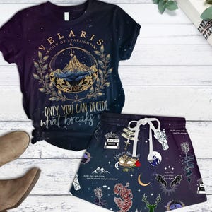 Velaris Acotar Pajamas Set, City Of Starlight T-shirt And Shorts, Sarah J Maas Women Pajamas, The Night Court Shirt, Book Lovers Gifts