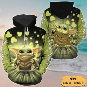 Custom Baby Yoda Hearts Hoodie, Disney Mouse T-shirt, Star Wars Sweatshirt, Movie Cartoon Zip Hoodie, Disney World Tee, Magic Kingdom
