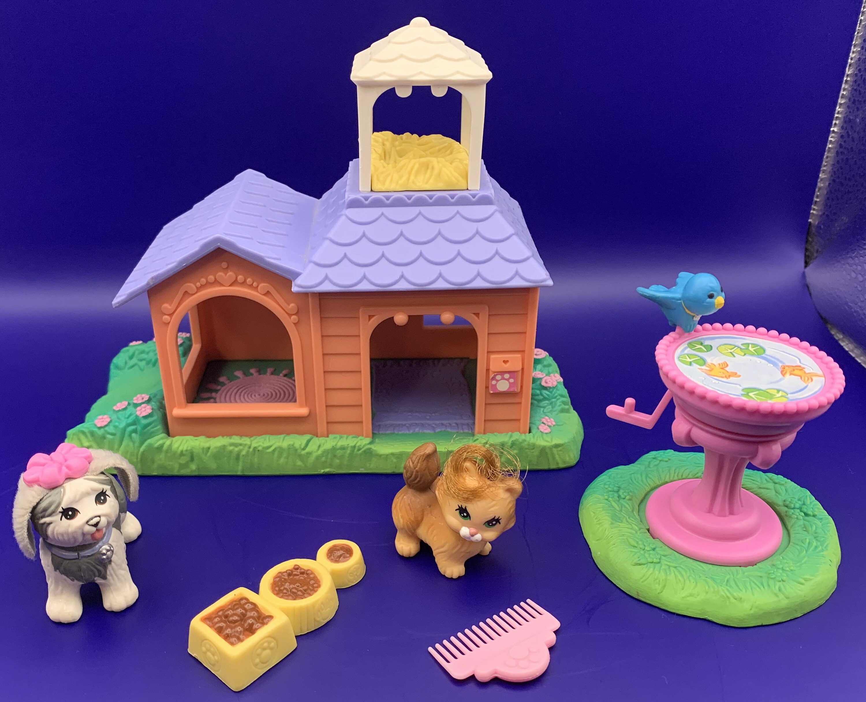 Littlest Pet Shop Garden Tag House Bird Bath Dog Cat Set Vintage LPS