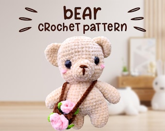 Crochet bear pattern, Adorable amigurumi bear PDF, Create a unique DIY stuffed toy gift for kids, Crochet kids toy, Perfect for birthdays