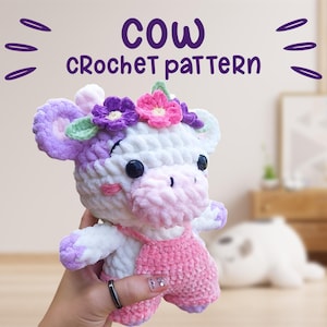 Little Flower Cow Plushies, Amigurumi Pattern, Crochet Cow, Instant download PDF pattern, Dairy cow pattern, Cow Plush, Kids Birthday Gift