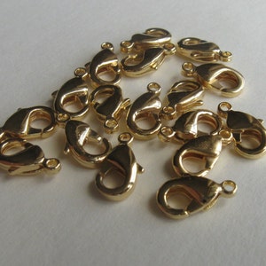 20 Gold plated brass 10mm lobster clasps image 5