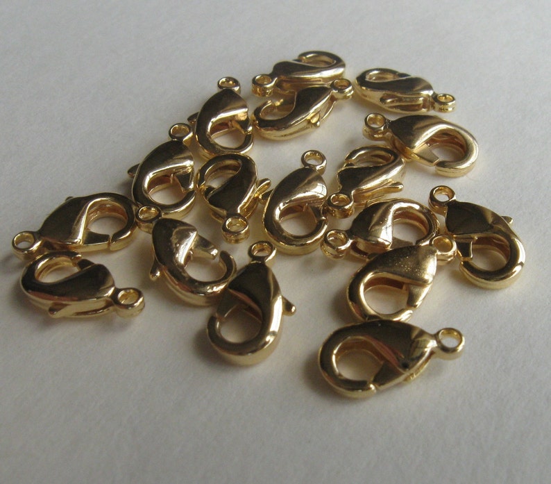 20 Gold plated brass 10mm lobster clasps image 5