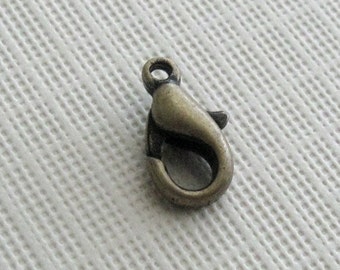 20 Antiqued brass 10mm lobster clasp