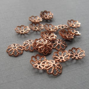 50 Solid copper daisy bead caps 7mm image 1