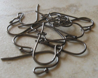 Gunmetal finished brass ball earwires 10 pair 2cm long