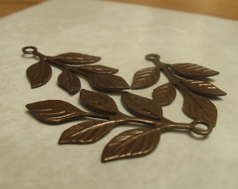 Antique brass leaf pendant