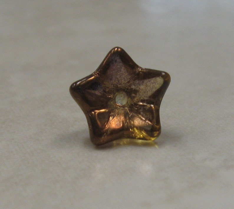 Czech glass flower bead 5 petal 9x6 copper brown image 2