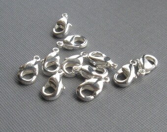 20 Silver plate on brass 10mm lobster clasps