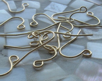 10 Pair 22 gauge gold plated brass simple loop earwires 18mm