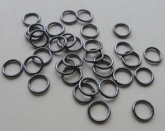 20 Gunmetal finished brass 8mm 18 gauge soldered closed jumprings