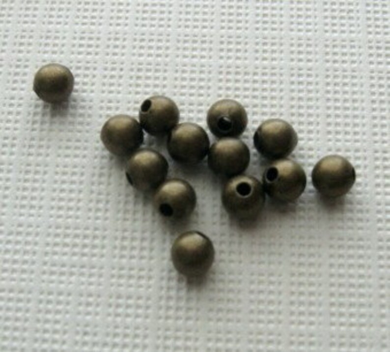 50 Antiqued brass 3mm round smooth beads image 3